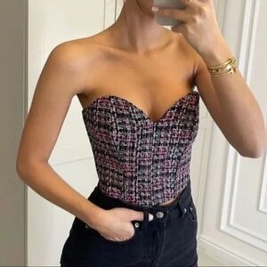 ZARA STRUCTURED CORSET CROP TOP ONLY ONE REF. 3067/004 | PLAID CORSET | XS
